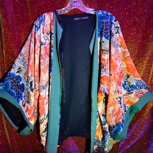 Zara Japanese print shaw kimono cape